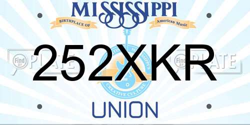 252XKR Mississippi License Plate