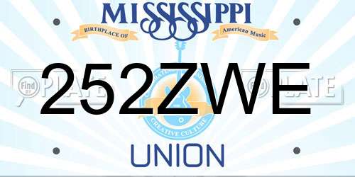 252ZWE Mississippi License Plate