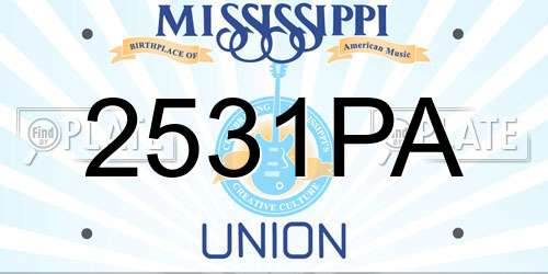 2531PA Mississippi License Plate