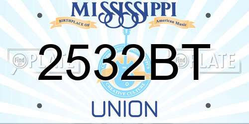 2532BT Mississippi License Plate