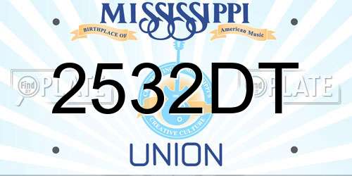 2532DT Mississippi License Plate