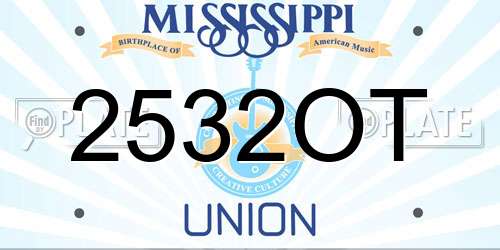 2532OT Mississippi License Plate