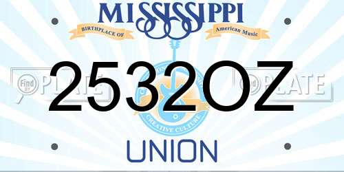2532OZ Mississippi License Plate
