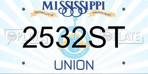 2532ST Mississippi License Plate