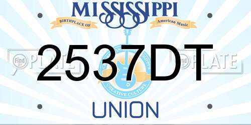 2537DT Mississippi License Plate