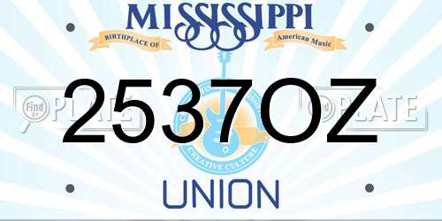 2537OZ Mississippi License Plate