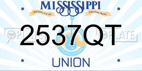 2537QT Mississippi License Plate