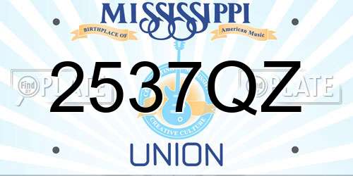 2537QZ Mississippi License Plate