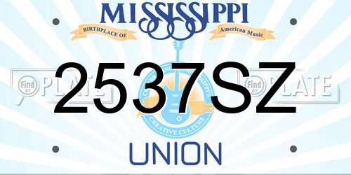 2537SZ Mississippi License Plate