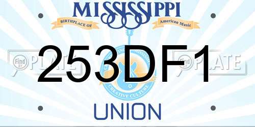 253DF1 Mississippi License Plate