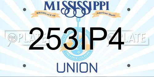 253IP4 Mississippi License Plate