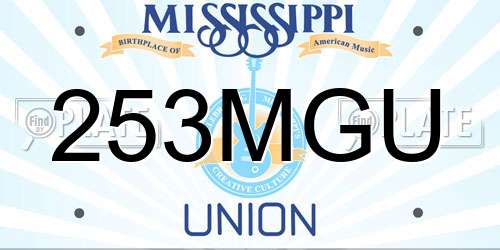 253MGU Mississippi License Plate