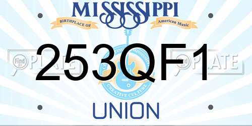 253QF1 Mississippi License Plate