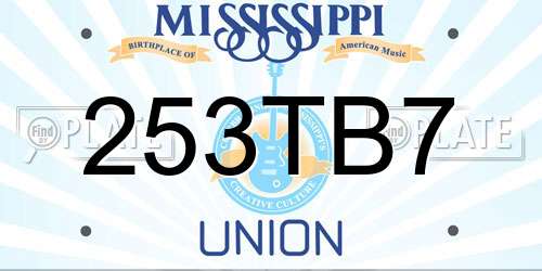 253TB7 Mississippi License Plate
