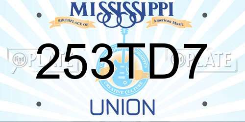 253TD7 Mississippi License Plate