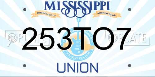 253TO7 Mississippi License Plate