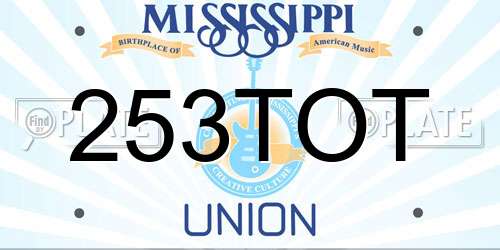253TOT Mississippi License Plate