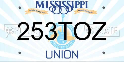 253TOZ Mississippi License Plate