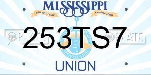 253TS7 Mississippi License Plate