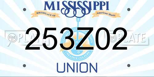 253Z02 Mississippi License Plate