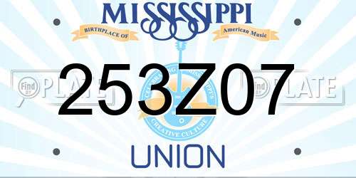 253Z07 Mississippi License Plate