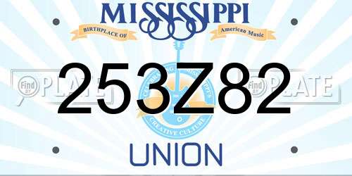 253Z82 Mississippi License Plate