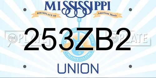 253ZB2 Mississippi License Plate