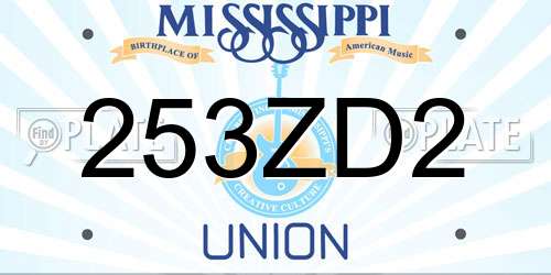 253ZD2 Mississippi License Plate