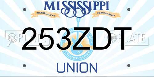 253ZDT Mississippi License Plate
