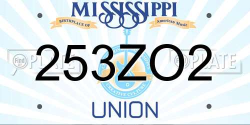 253ZO2 Mississippi License Plate