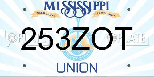 253ZOT Mississippi License Plate