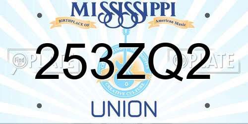 253ZQ2 Mississippi License Plate