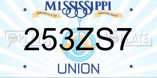 253ZS7 Mississippi License Plate