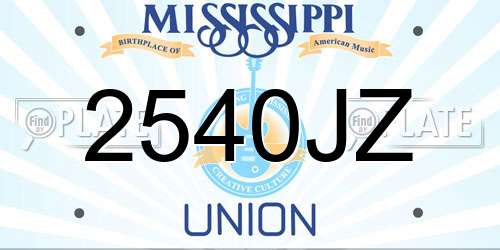 2540JZ Mississippi License Plate