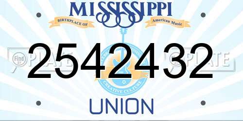 2542432 Mississippi License Plate