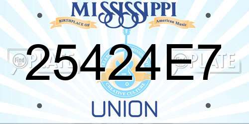 25424E7 Mississippi License Plate