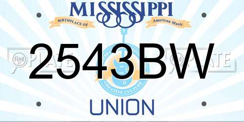 2543BW Mississippi License Plate