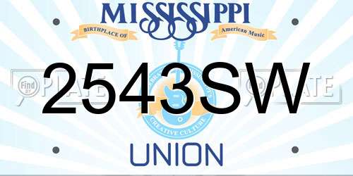2543SW Mississippi License Plate