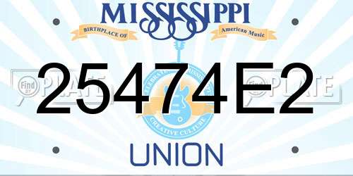 25474E2 Mississippi License Plate