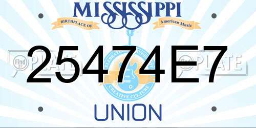 25474E7 Mississippi License Plate