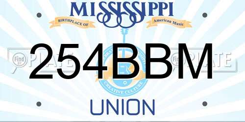 254BBM Mississippi License Plate
