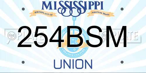 254BSM Mississippi License Plate