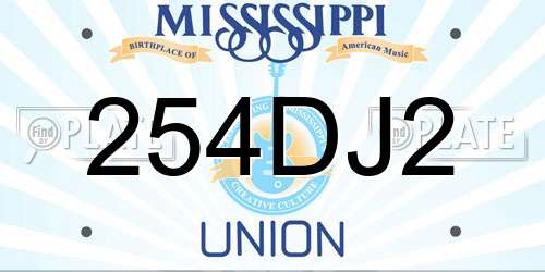 254DJ2 Mississippi License Plate