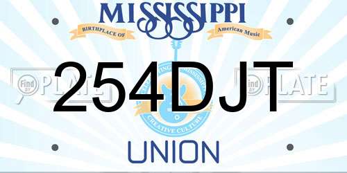 254DJT Mississippi License Plate