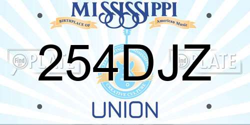 254DJZ Mississippi License Plate