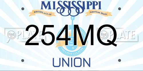 254MQ Mississippi License Plate