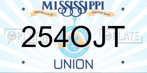 254OJT Mississippi License Plate