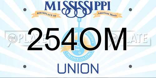 254OM Mississippi License Plate