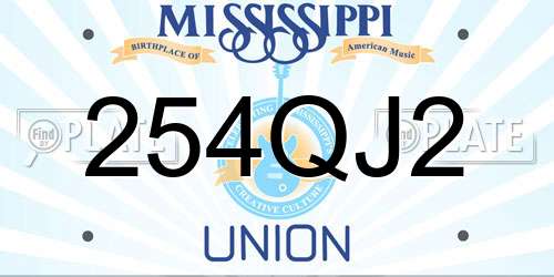254QJ2 Mississippi License Plate