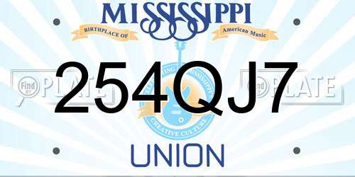 254QJ7 Mississippi License Plate